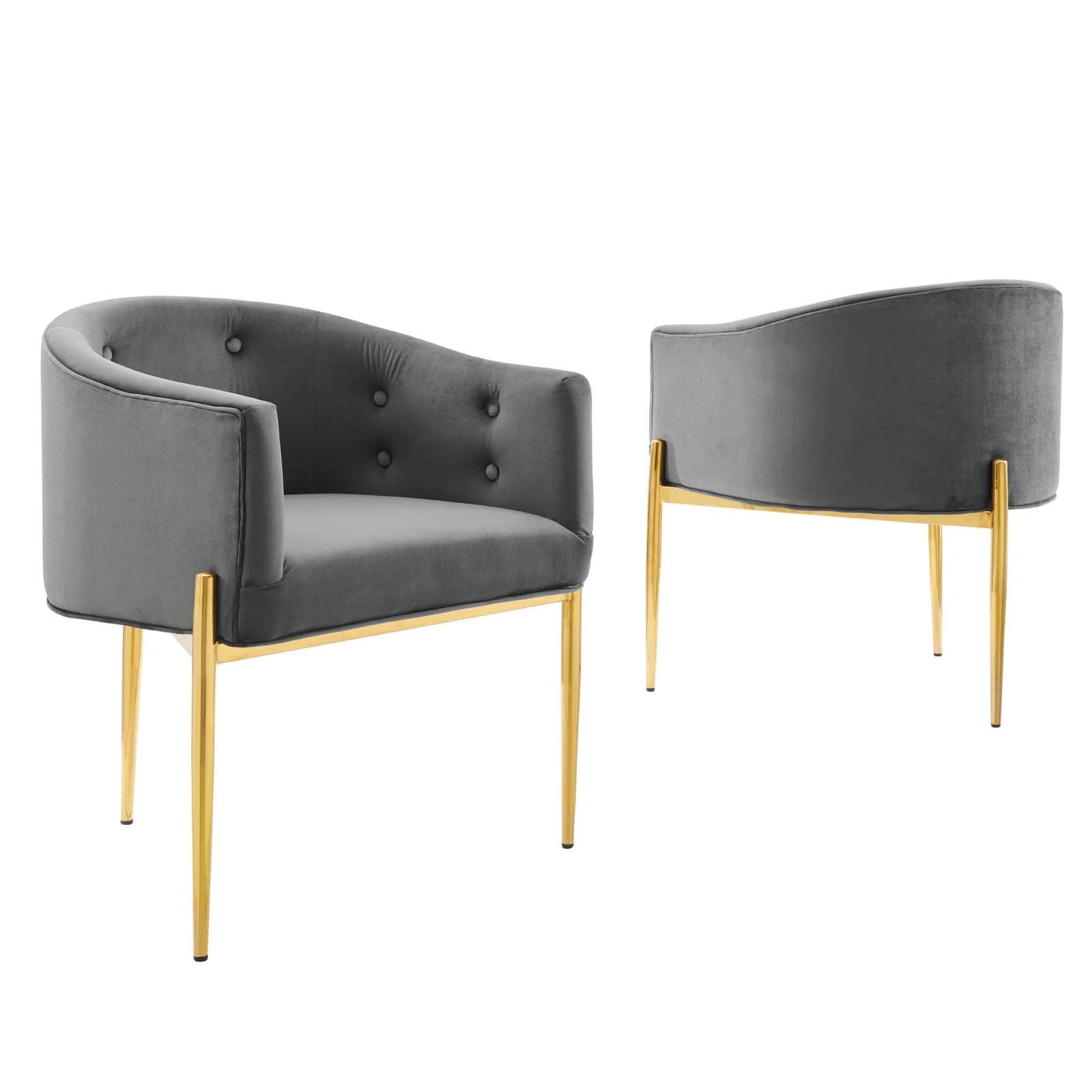 Modway Savour Tufted Performance Velvet Accent Chairs In Gray - Set Of 2